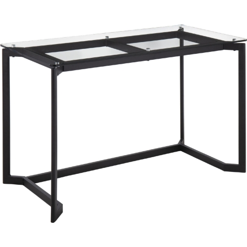 Masters Office Desk in Black Steel & Tempered Glass